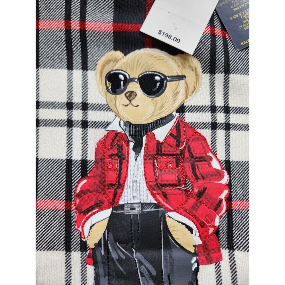 Polo by Ralph Lauren White, Black & Red Plaid Bear Sweatshirt - Picture 9 of 15